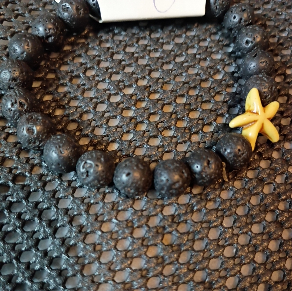 Black Beaded Bracelet with Yellow Starfish Charm It Is Essential Oil Bracelet Al